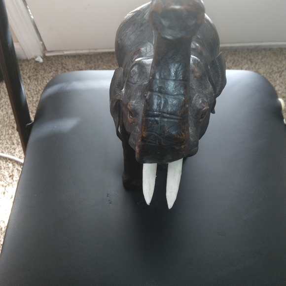 Other - Antique Leather Elephant Vintage 1960's Leather Sculpture small Elephant Home De
